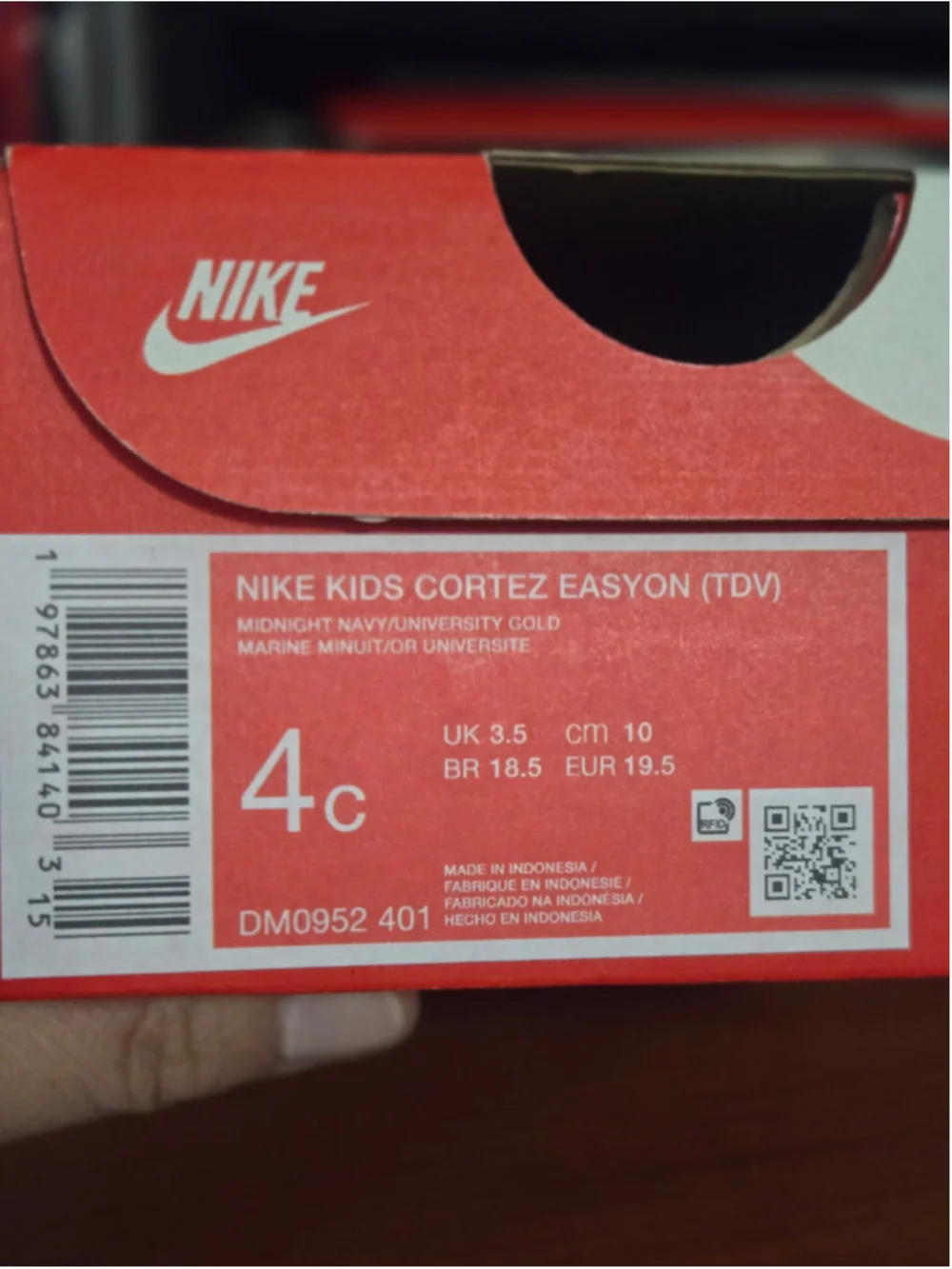 Nike Kids Cortez Easyon Sneakers Size 4C Blue and Orange
